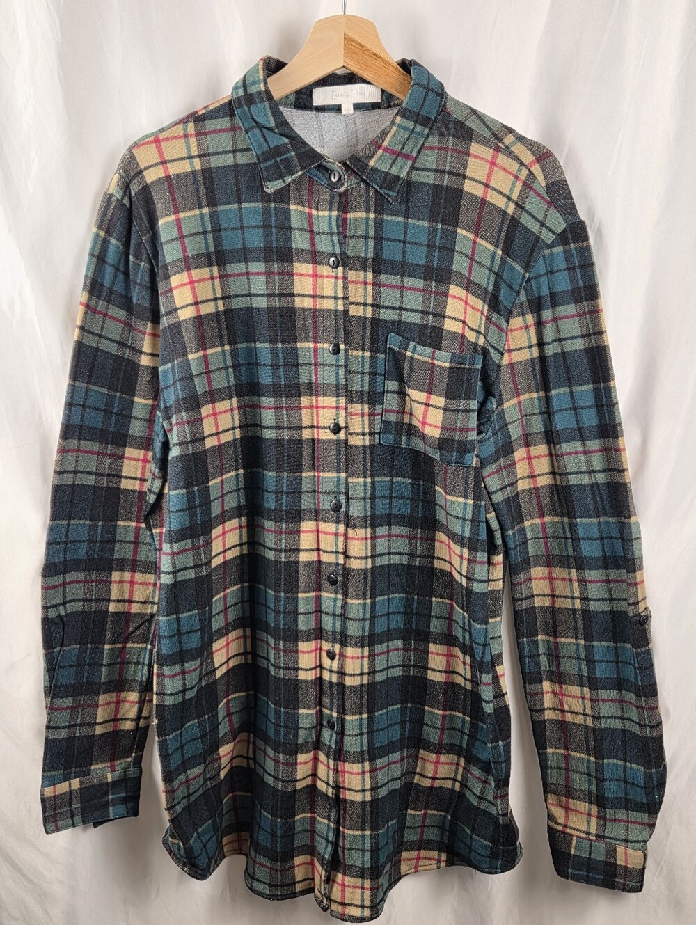 Eden & Olivia Plaid Button-Up Long Sleeve Shirt Size Large
